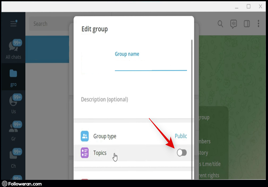 مراحل ایجاد تاپیک در گروه‌های تلگرام: ایجاد تاپیک جدید