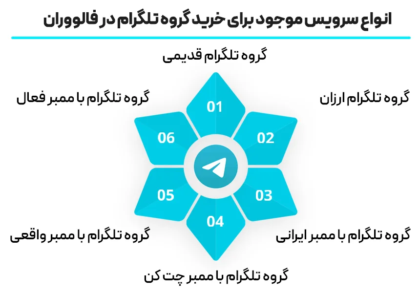 انواع سرویس موجود در فالووران برای خرید گروه تلگرام