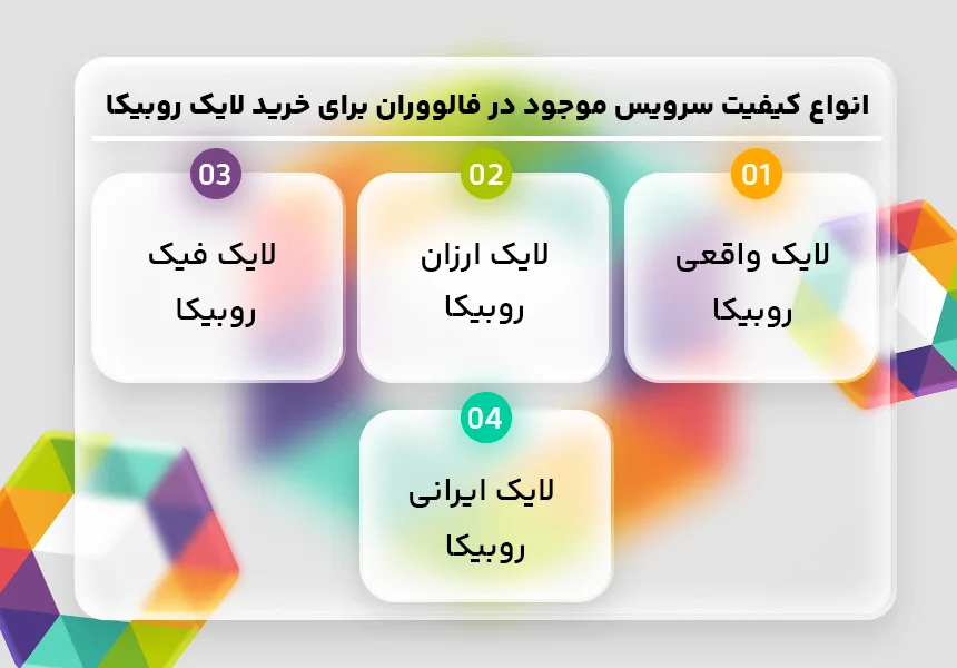 انواع سرویس موجود در فالووران برای خرید لایک روبیکا